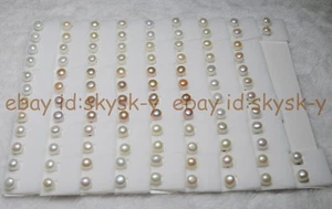 Wholesale 50 Pairs Real Natural Multicolor Freshwater Pearl Silver Stud Earrings - Picture 1 of 8