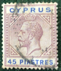 Cyprus George V 45 Piastre SG84 Fine Used C/V £160 In 2018 - Picture 1 of 2