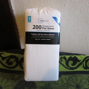 New Mainstays White, Twin Bedsheet. 66" x 96" - Picture 1 of 2
