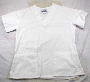 Top scrub medico scollo a V unisex AMS bianco nuovo senza etichette S 55% cotone 45% poliestere... - Foto 1 di 7
