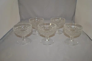 SET 5 SORBETTI AMERICANI CON PIEDI IN VETRO FOSTORIA - Foto 1 di 1