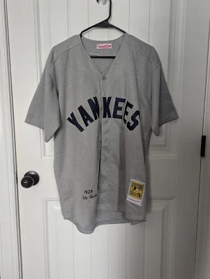 N.W.T. Camiseta deportiva de béisbol gris vintage de Babe Ruth New York Yankees para adulto grande Foto 1 de 4