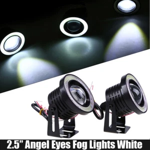 White 2.5" Inch COB LED Fog Light Projector Car Angel Eyes Halo Ring DRL Lamp - Bild 1 von 8