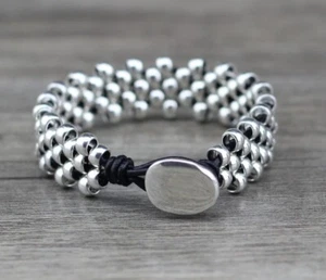 Handgefertigtes Uno STYLE de Único 50er Jahre Lederarmband SCHWARZ (B34) - Bild 1 von 8