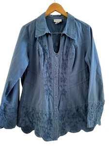 Soft Surroundings Damen blau Samantha Shirt Gr. Large Western Festival Country - Bild 1 von 7