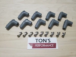 Set of 9 MSD Ignition 8850 Spark Plug Boot And Terminal Set 90 Degree with LOGO - Picture 1 of 3
