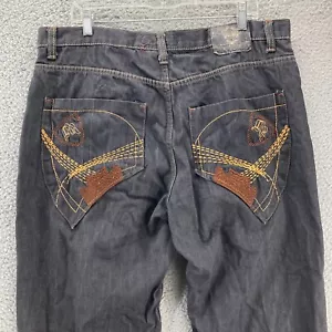 Jeans larghi vintage Roman Royalty uomo 38x32 denim nero ricamato skater hip hop - Foto 1 di 19