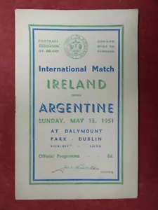 IRELAND (EIRE) v ARGENTINE | 1950/1951 | INTERNATIONAL | 13 MAY 1951 | FREEPOST - Picture 1 of 4