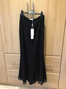 BNWT STUNNING GINA BACCONI LONG BLACK FORMAL SKIRT SIZE 10 WITH SEQUIN DETAILING - Picture 1 of 7