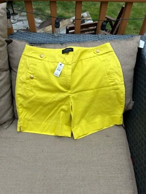 Talbots Pantalón Corto Mujer Amarillo Brillante Botones Dorados Talla 10 Foto 1 de 4