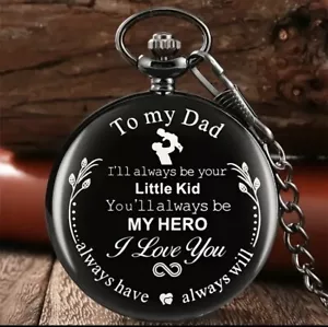 Reloj de bolsillo retro con cadena “To My Dad”. Regalo Día del Padre/Navidad. ¡Nuevo! - Imagen 1 de 8