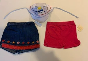 Lot of 3 NWT Vintage Toddler Girl Summer Disney Baby Skort pink shorts Hat 18 mo - Picture 1 of 13
