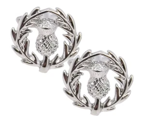 Scottish Scott Scotland Silver Rhodium Thistle Gift Cuff links CUFFLINKS DIRECT - Picture 1 of 8