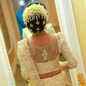 Indian Bridal Saree Blouse Gold Pendant Open Back Necklace Jewelry Accessory 