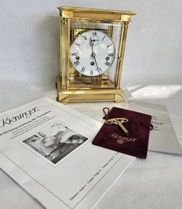 Vintage KIENINGER Four Glass Musical Mantel Clock 9 Jewel- German with Key - Picture 1 of 18