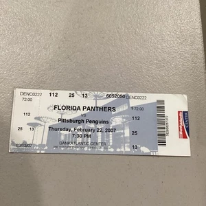 2007 Feb 22 Florida Panthers v Pittsburgh Penguins Hockey Ticket Belfour - Picture 1 of 7