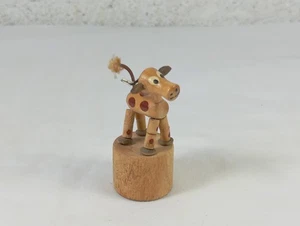 DDR Drückfigur Wackelfigur Knickfigur  Spielzeug Holz - Kuh - - Bild 1 von 3
