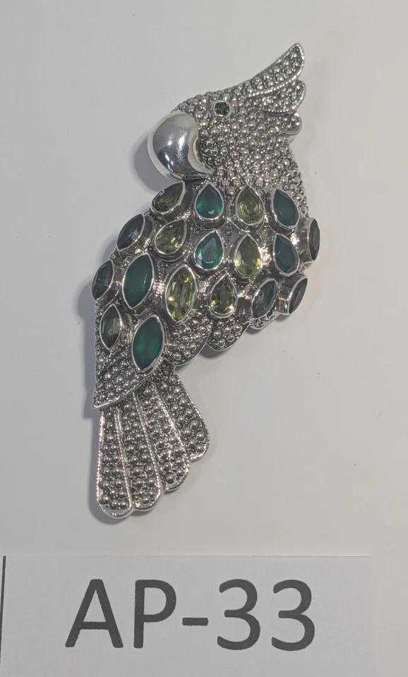 ** (NOS) Broche/colgante Nicky Butler plata 925 verde calcedonia loro AP-33 Foto 1 de 4