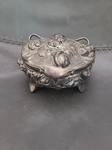 Antiguo ataúd de joyería rosa Art Nouveau - placa de plata sobre espelta - molde 92 - Imagen 1 de 8