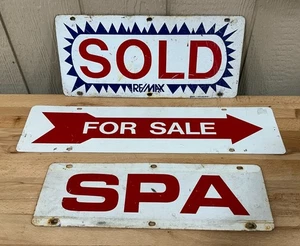 Vintage Immobilien doppelseitige Werbeschilder und Kurschild Sammlerstück - Bild 1 von 6