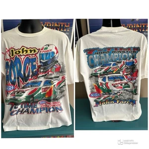 VINTAGE 1997 John Force 2 Side T-Shirt XL NHRA Drag Racing NASCAR RARE VTG *READ - Picture 1 of 19