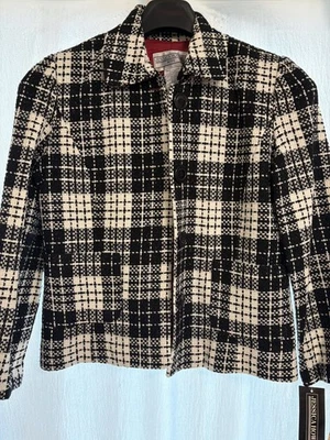 NWT NORDSTROM'S 12 PETITE JESSICA HOWARD JACKET BLACK & WHITE PLAID CHIC LOOK - Image 1 of 4