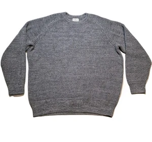 LL Bean strukturierter schwerer Baumwolle Waffel Strick Pullover Sweater Herren Large Reg grau - Bild 1 von 6