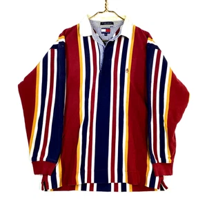 Vintage Tommy Hilfiger Rugby Shirt gestreift Größe M mehrfarbig Kragen - Bild 1 von 4
