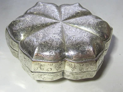 Boîte à Bijoux Ancienne en Argent Etranger Anglais Poinçons STERLING - Photo 1/4