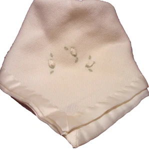 Churchill Weavers Babydecke cremefarben handgewebt bestickt 36"x36" 1019 - Bild 1 von 6