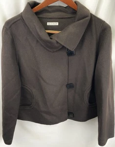 Alexander Bartlett Women’s Large Brown 100% Wool Jacket Coat Cowl Neck Soft - Bild 1 von 9