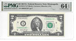 2017A* MINNEAPOLIS STAR $2 FRN PMG 64EPQ Choice Uncirculated (1st Print Release) - Picture 1 of 16
