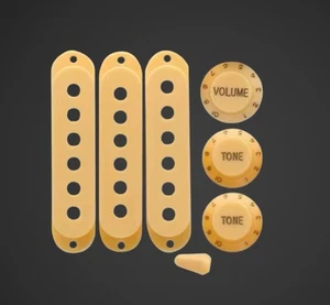 Kit de accesorios blanco envejecido para cubiertas de pastillas Stratocaster perillas puntas se adapta a guardabarros - Imagen 1 de 1