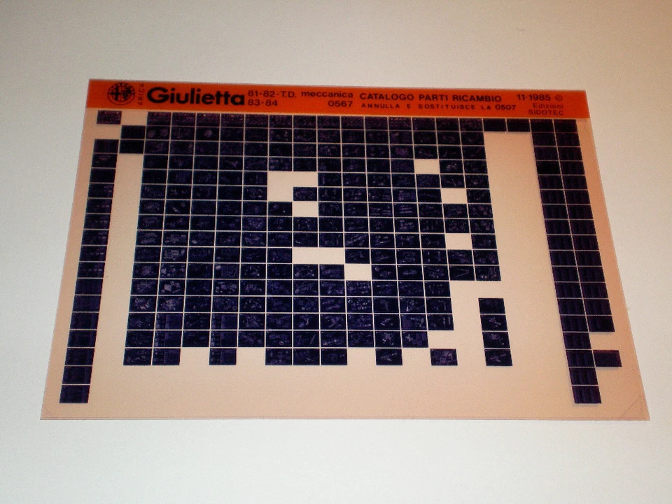 Microfiche Catalogo Ricambi Alfa Romeo Giulietta 81 - 82 T.D.83 - 84 11/1985 - Immagine 1 di 1