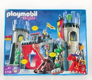 Vtg Playmobil 5738 Knights - EXC!! 100% comp Catapult Castle w/ manual & box - Picture 1 of 22