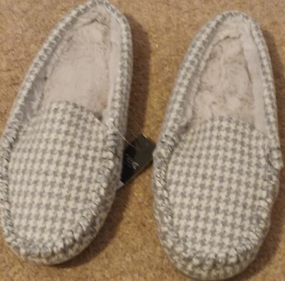 Next Women Grey Mix Moccasin Slippers, Size 7 - Bnwt - Image 1 of 4