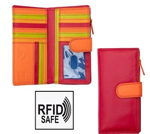 Portafoglio donna Prime Hide London RFID SAFE grande rosso multicolore pelle - Foto 1 di 7