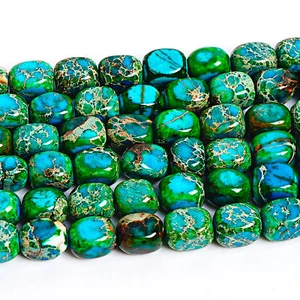 Cuentas sueltas cubo AA 7x5MM natural verde azul sedimento marino cuentas AA - Imagen 1 de 3