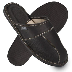 Trakai Hausschuhe Herren Leder schwarz bis Gr. 50 Pantoffeln Latschen filsko