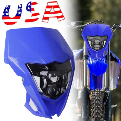 LED Headlight High Low Beam DRL W/ Mask For 2013-2023 Yamaha XT 250 400 426 450 - Image 1 of 4