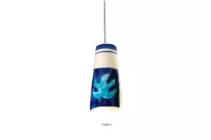 Jazzy weiß & blau Funky Keramik Licht Ziehgriff mit Schnur & Stecker - Bild 1 von 4