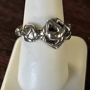 60er Vintage Sterling 925 Ring Akt Liebhaber Dame Mann umarmt Handarbeit Art 7,75 - Bild 1 von 13