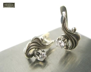 Vintage EARRINGS SILVER 925 Stones Stamp trident Ukraine USSR - Picture 1 of 11