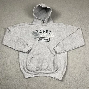 Vintage Walt Disney Studios Sweatshirt Youth Large Gray Mickey Mouse Hoodie L - Picture 1 of 7