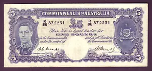 Australia R-47. (1949) Coombs/Watt - 5 Pounds.. King George VI.. VF - Picture 1 of 2