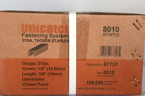 80 Series 3/8" 21 Gauge 1/2" Crown Fine Wire Galvanized Staples 10/Case 100,000 - Picture 1 of 2