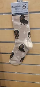 Calcetines Happy Tails Dachshund negros amantes de las mascotas talla única para la mayoría - Imagen 1 de 3