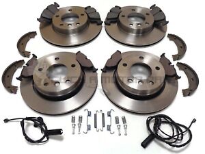 BMW E46 325 Ci COUPE FRONT & REAR BRAKE DISCS AND PADS SENSORS SHOES FITTING KIT