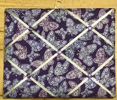 French Bulletin Board Photo Memo Purple Sparkle Butterfly Print 9.4 x 11.8 inch - Image 1 of 3