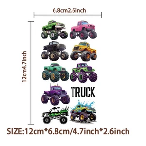 Kid Cartoon Monster Truck Tattoo Sticker Waterproof Party Gift Fun Sticker 2024 - Picture 1 of 10